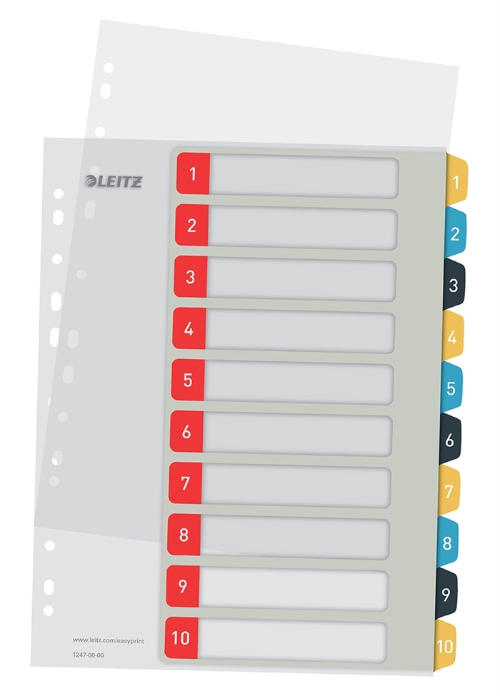 Leitz Register bedrukbaar PP A4+ 1-10 Gezellige kleuren