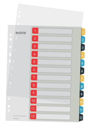 Leitz Register printbaar PP A4+ 1-12 Gezellige kleuren