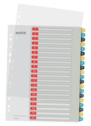 Leitz Register printbaar PP A4+ 1-20 gezellige kleuren