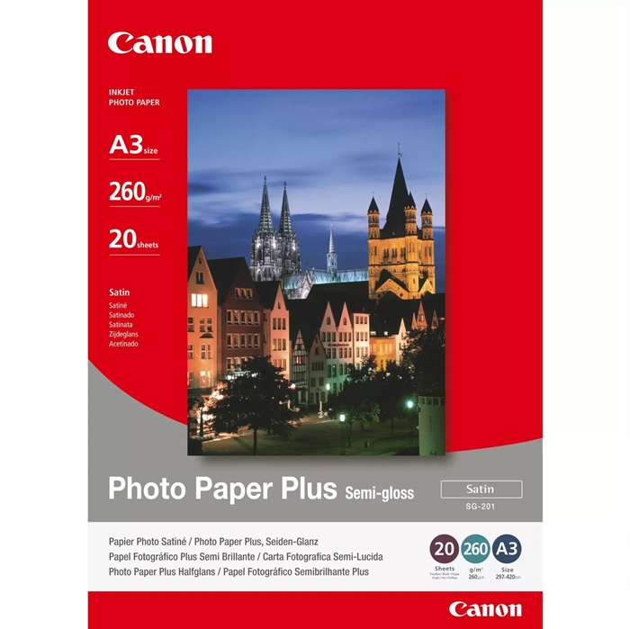 Canon SG-201 Fotopapier Plus Halfglans 260g/m² - A3, 20 vellen