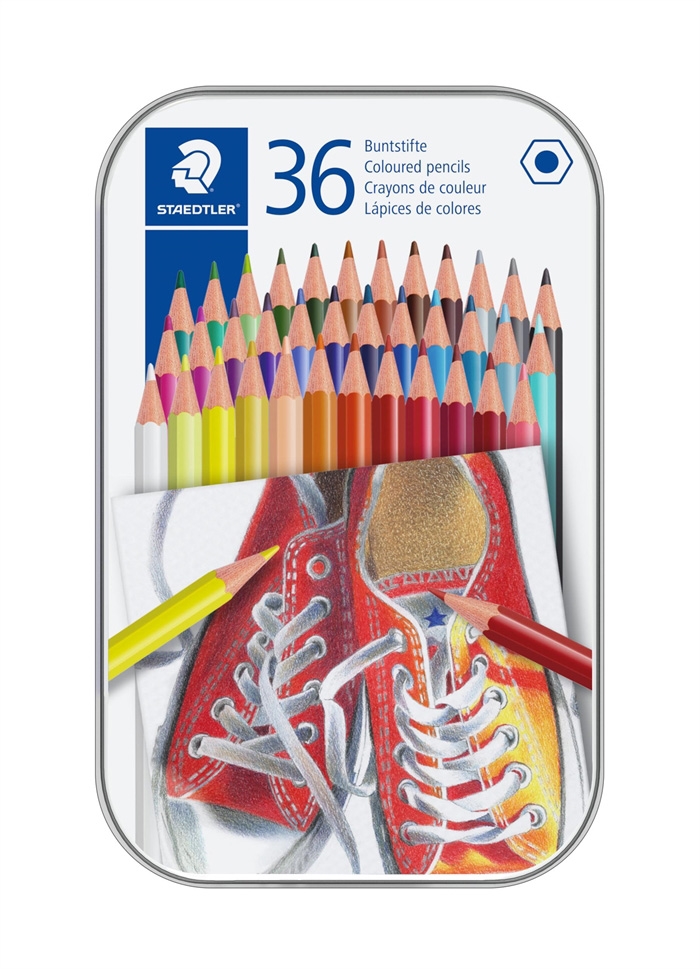 Staedtler Kleurpotlood zeskantig in metalen doosje mix (36)