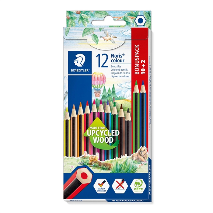 Staedtler Kleurpotlood Noris Gerecycled hout set (10+2)