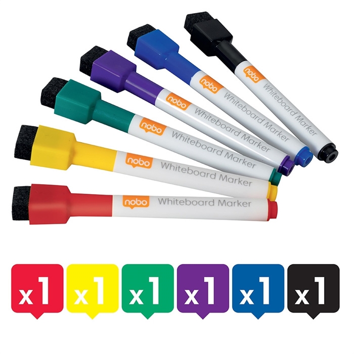 Nobo WB Marker mini fijne punt rond 2mm assortiment (6)