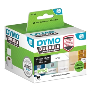 Dymo LabelWriter Duurzame vierkante multifunctionele stickers van 25 mm x 25 mm per stuk.