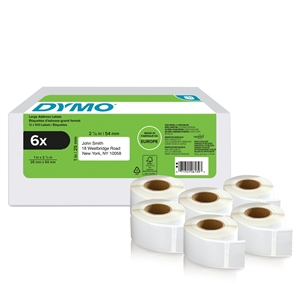 Dymo LabelWriter 25 mm x 54 mm Retouradres Labels 6 Rollen van 500 L stk.