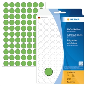 HERMA etiket handmatig ø13 groen mm, 2464 stuks.