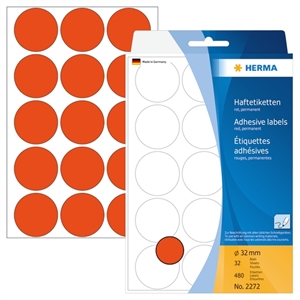 HERMA-etiket handmatig ø32 rood mm, 480 stuks.