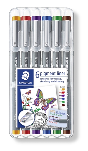 Staedtler Fineliner pigment liner 0,3 mm assortiment (6)