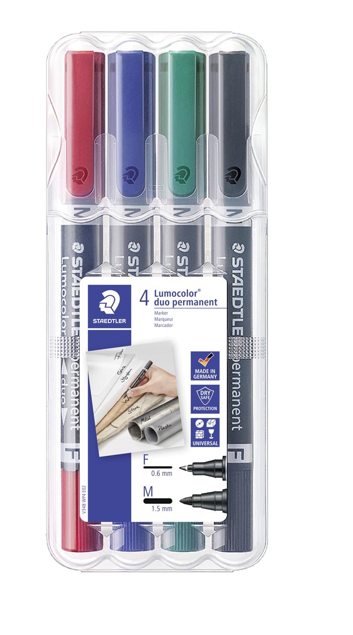 Staedtler Marker Lumocolor Duo Perm 0,6-1,5mm assortiment (4)