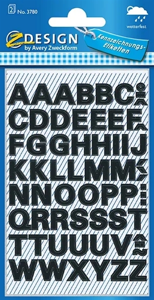 Avery handleidingsetiket letter A-Z 9,5 mm zwart, 130 stuks.