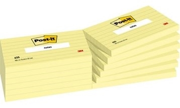 3M Post-It Notities 76 x 127 mm, gelinieerd geel