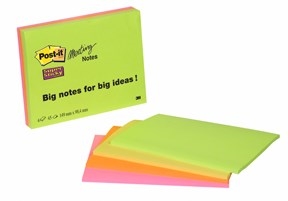 3M Post-it notities super plakkerig 98,4 x 149 Meeting ass. neon - 4 stuks