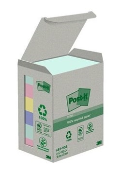 3M Post-it Notities 38 x 51 mm, gerecyclede verschillende kleuren - 6 stuks