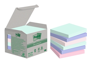 3M Post-it Gerecycled mix kleuren 76 x 76 mm, 100 vellen - 6 stuks