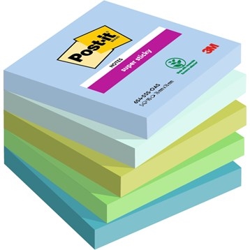 3M Post-it notes super sticky Oasis 76 x 76 mm, - 90 velletjes - 5 pakketten