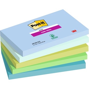 3M Post-it notities super plakkerig Oasis 76 x 127 mm, - 90 vellen - 5 verpakkingen