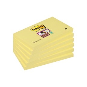 3M Post-it notities super plakkerig 76 x 127 mm, geel - 6 pack