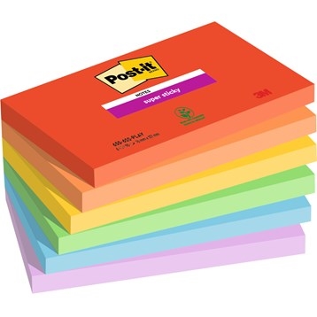 3M Post-it notities super plakkerig Speels 76 x 127 mm, - 90 vellen - 6 stuks