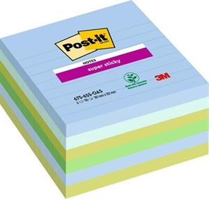 3M Post-it notes super sticky 101 x 101 lined Oasis - 6 pack3M Post-it notitieblaadjes super plakkerig 101 x 101 gelinieerd Oasis - 6 stuks