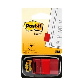 3M Post-it-tabbladen 25,4 x 43,2 mm, rood.