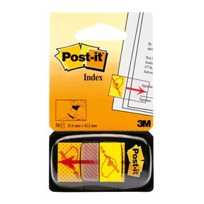 3M Post-it index tabs 25 x 43.2 mm, "sign here" yellow.