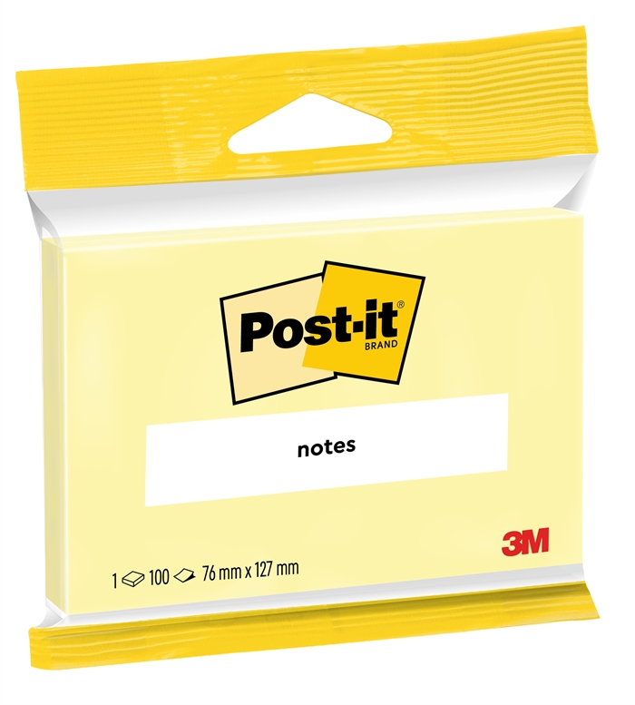 3M Post-it Geel Canary 76 x 127 mm, 100 vellen