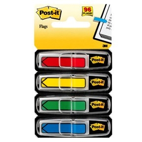 3M Post-it Index tabs 11,9 x 43,1 mm, "pijl" geassorteerde kleuren - 4 verpakkingen