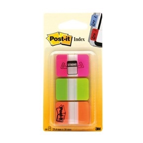 3M Post-it Index tabbladen 25,4x38,1 Sterke ezel neon - 3 stuks