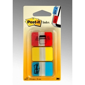 3M Post-it Index tabs 25.4x38.1 Strong ass. colors - 3 stuks