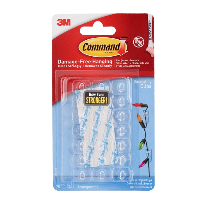 3M Command transparante decoratieclips met transparante lijmdots.