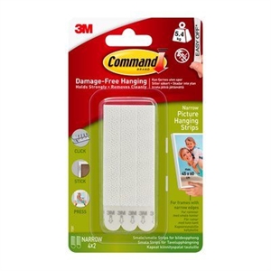 3M Command smalle strips voor het ophangen van foto's, wit, 4 x 2 strips.