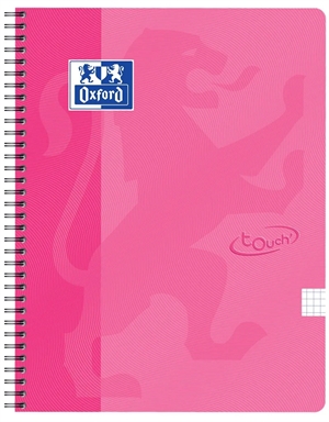 Oxford Touch notitieboek A4+ geruit 5x5 70 vel 90g roze.