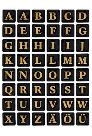 HERMA letter labels A-Z 13 x 13 gold/black pieces.