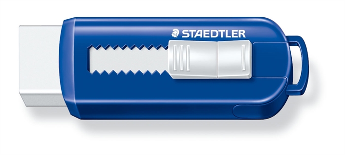 Staedtler Viskelders zonder PVC met duwfunctie blauw/wit