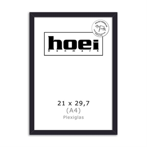 Zwarte houten lijst voor foto en posters 21 x 29,7 PLEXI cm (A4)