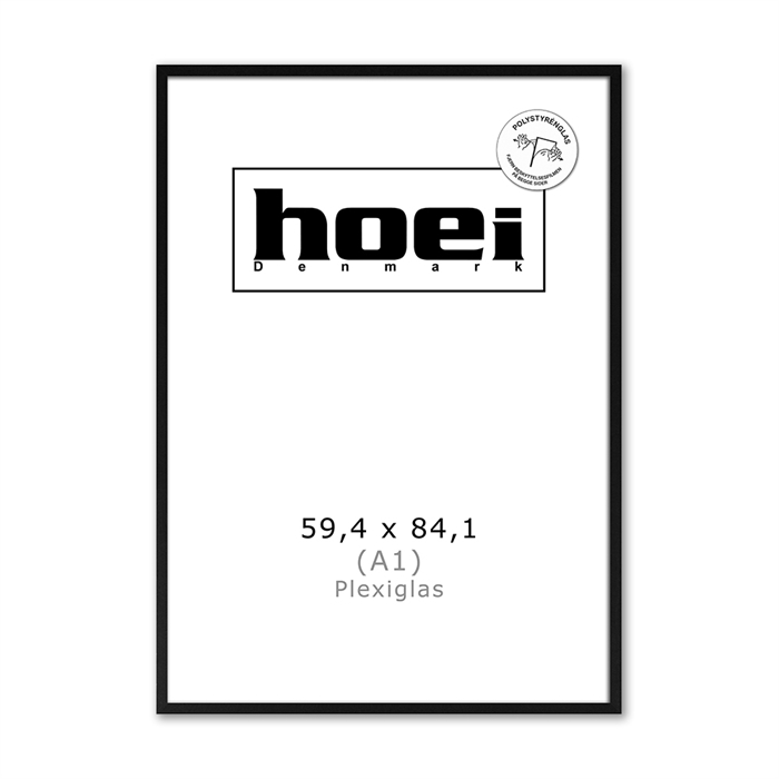 Zwarte houten lijst voor foto en posters 59,4 x 84,1 - A1 PLEXI cm