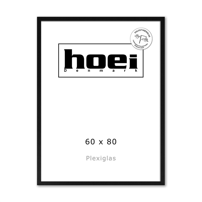 Zwarte houten lijst voor foto\'s en posters 60 x 80 PLEXI cm