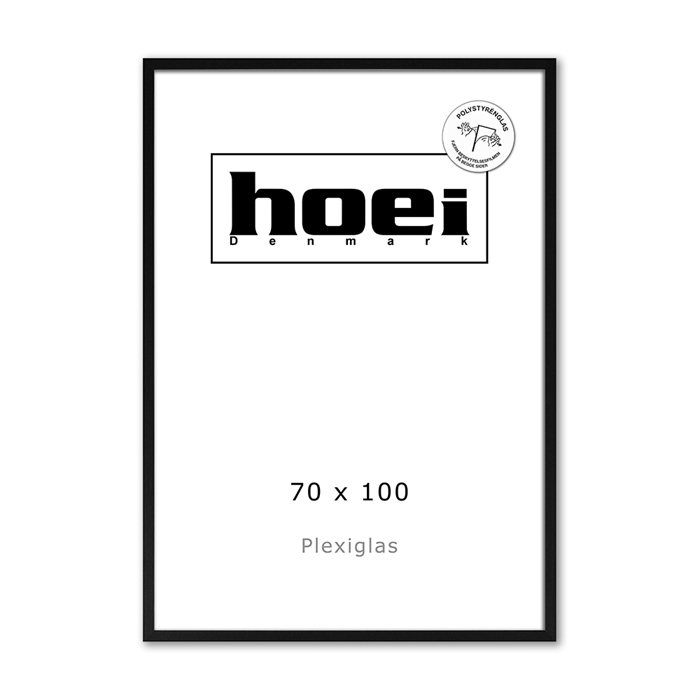 Zwarte houten lijst voor foto\'s en posters 70 x 100 PLEXI cm