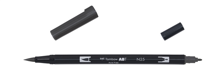 Tombow Marker ABT Dual Brush N25 lamp zwart