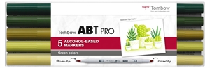 Tombow Marker alcohol ABT PRO Dual Brush 5P-5 Groene kleuren (5)