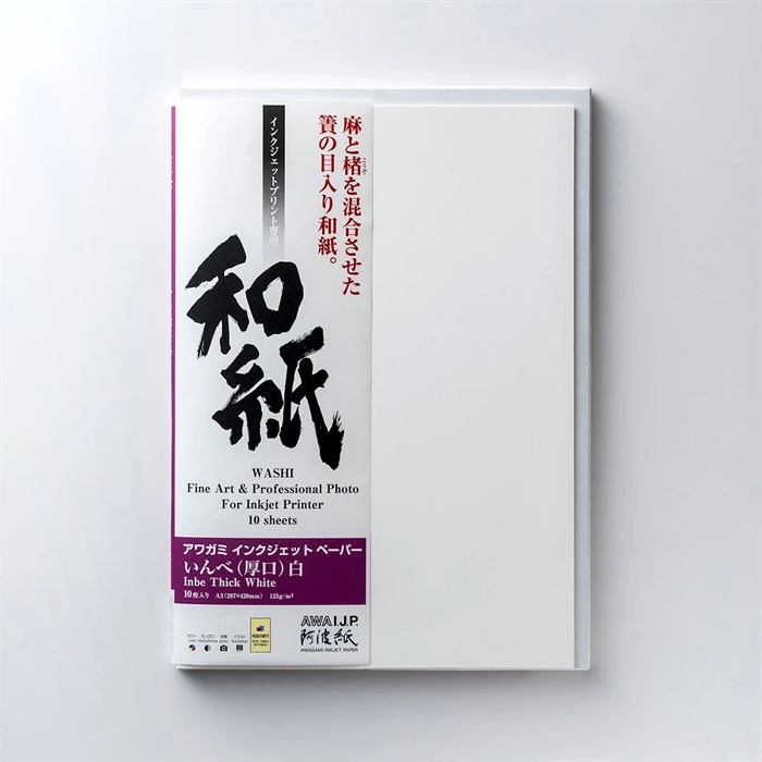 Awagami Inbe Thick White - 125 g/m², A3+ 10 vellen