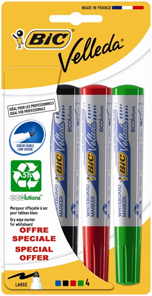 Bic Velleda whiteboardpen 1701 (4 kleuren)