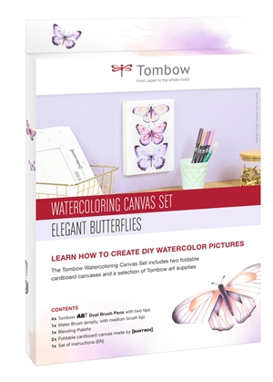 Tombow Aquareltekenset Vlinders op canvas