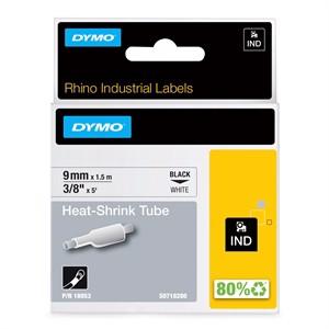Tape Rhino 9mm x 1,5m krimpkous bl/wit