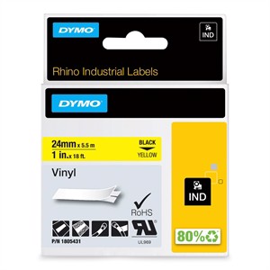 Tape Rhino 24mm x 5,5m kleur vinyl bl/geel