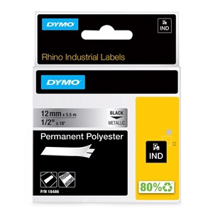 Tape Rhino 12mm x 5,5m permanent polyester bl/metalen