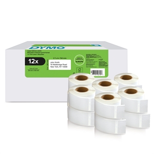 Dymo LabelWriter 25 mm x 54 mm Adreslabels voor retourzendingen 12 rollen van 500 stuks.