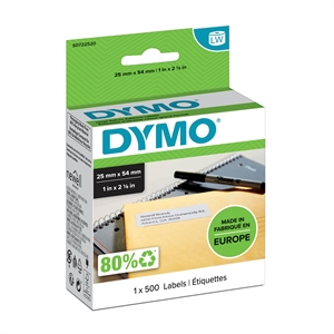 Dymo Label Return 25 x 54 permanent wit mm, 500 stuks.