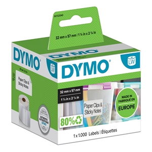 Dymo Label Multi 32 x 57 verwijderbaar, wit mm, 1000 stuks.