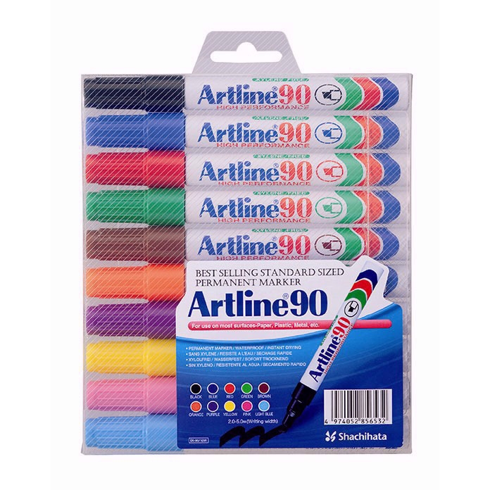 Artline Marker 90 10-set geassorteerde kleuren.